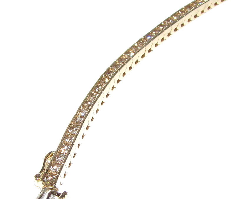 14ct yellow gold and diamond tennis line bracelet