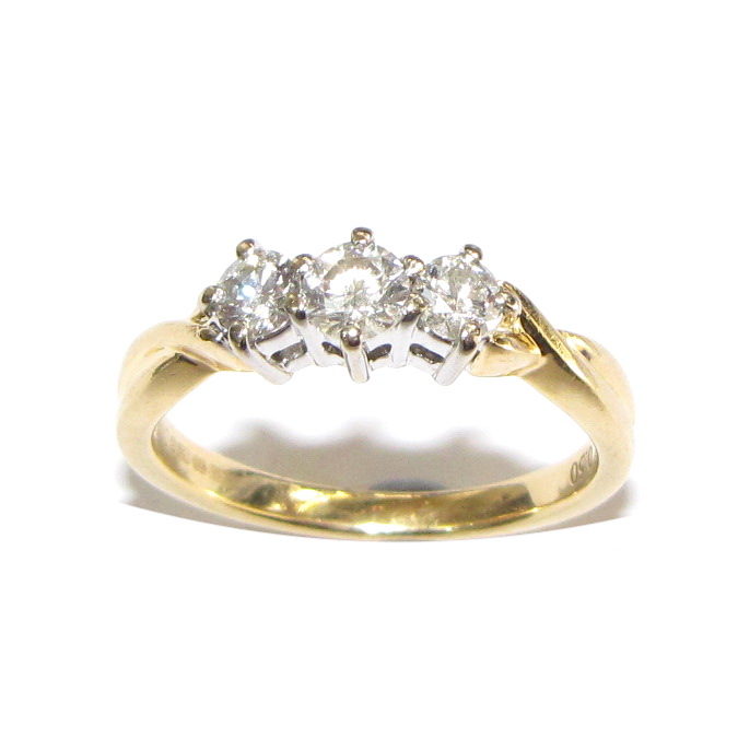 18ct yellow and white gold 3 stone diamond ring