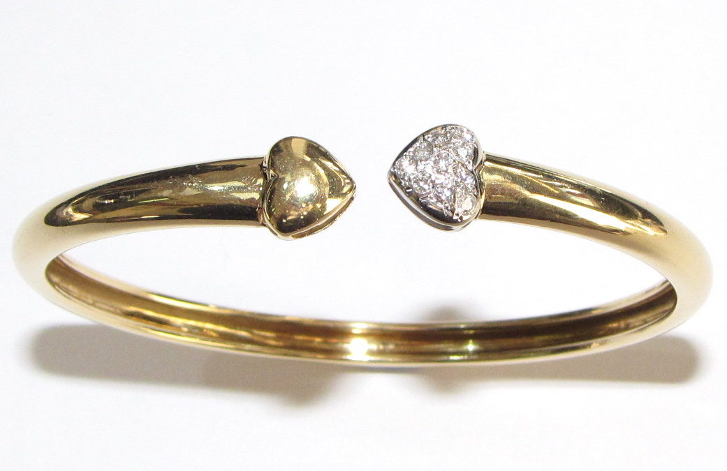 18ct yellow and white gold diamond bangle