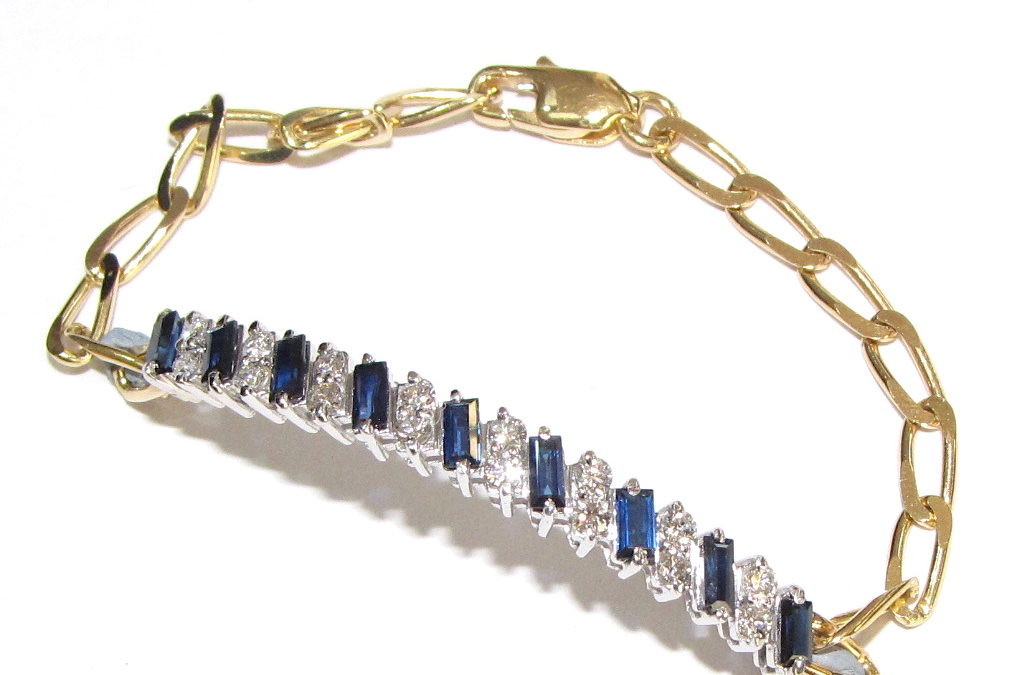 18ct yellow and white gold sapphire and diamond bracelet