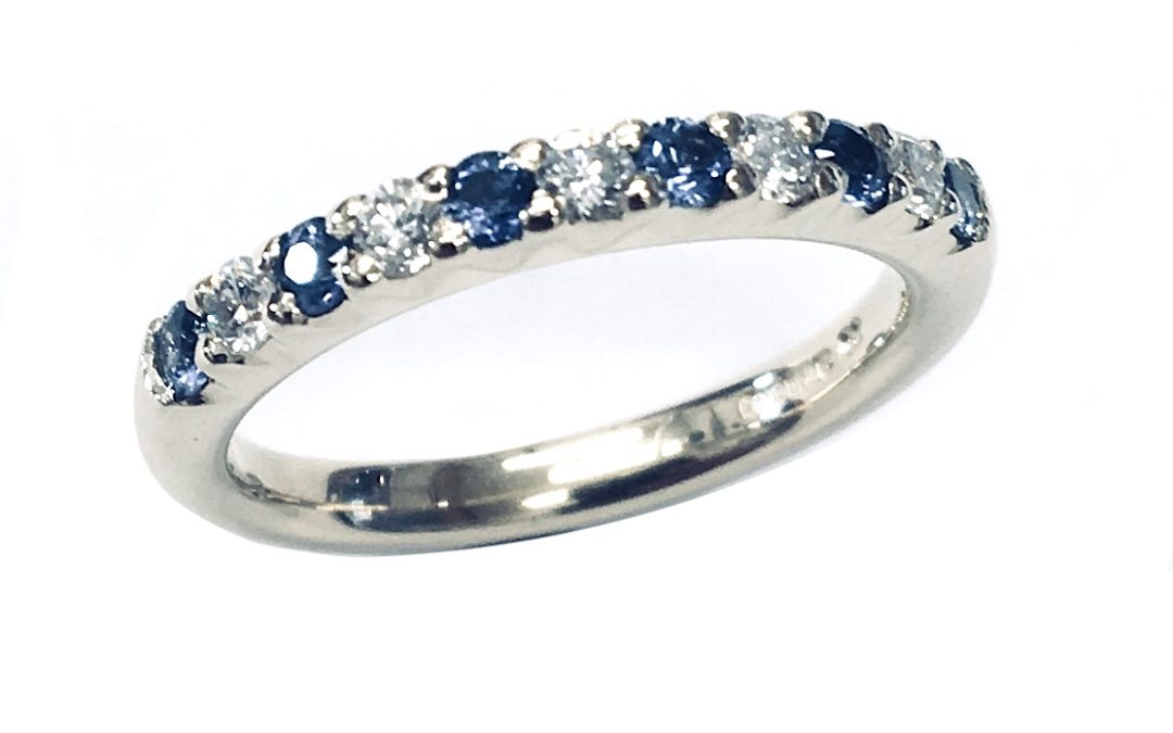 sapphire and diamond claw set eternity ring