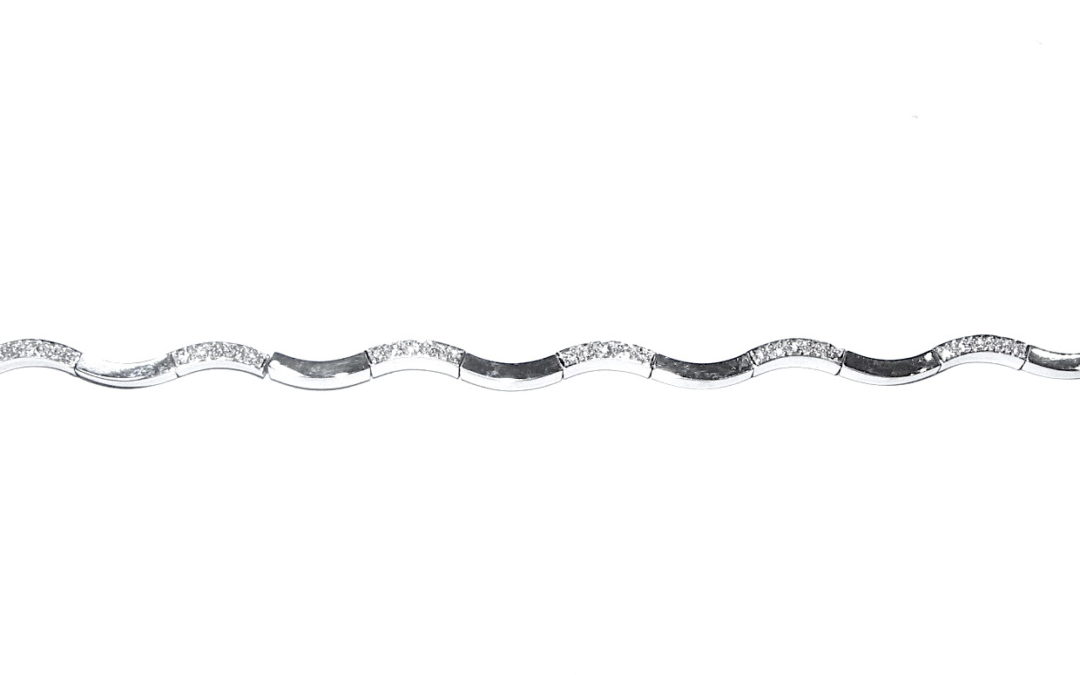 9ct White Gold Diamond Wave Bracelet