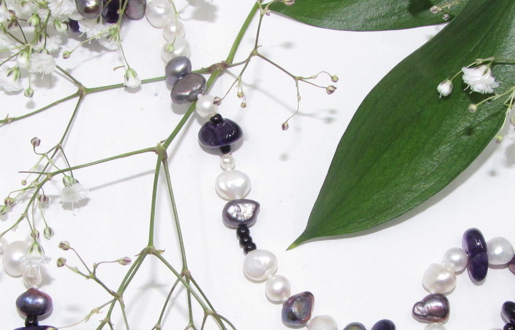 Freshwater pearl and amethyst necklace